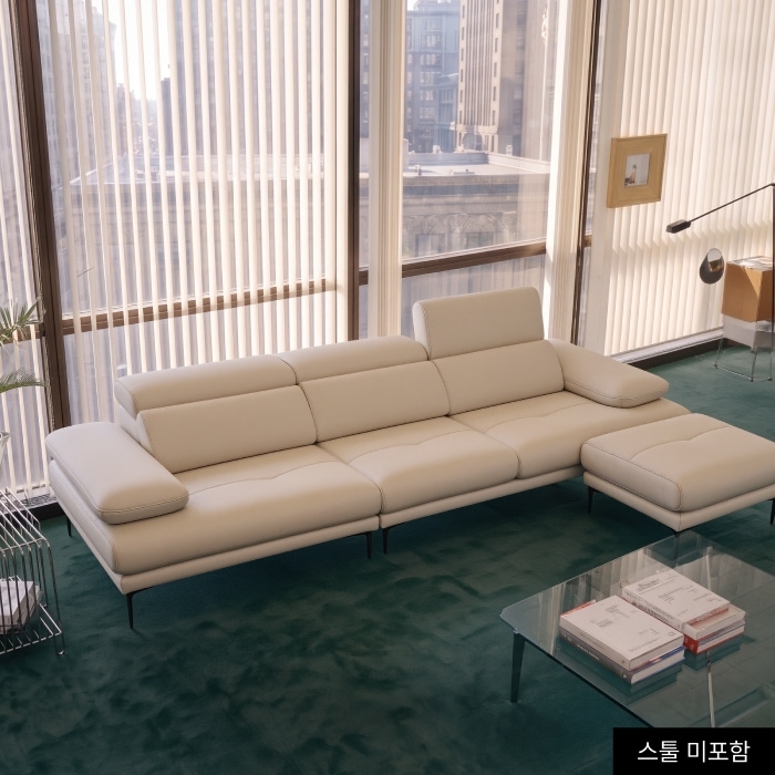 [쿠션 증정] 시에르 4인 헤드기능 베티버 천연 면피 소가죽 소파