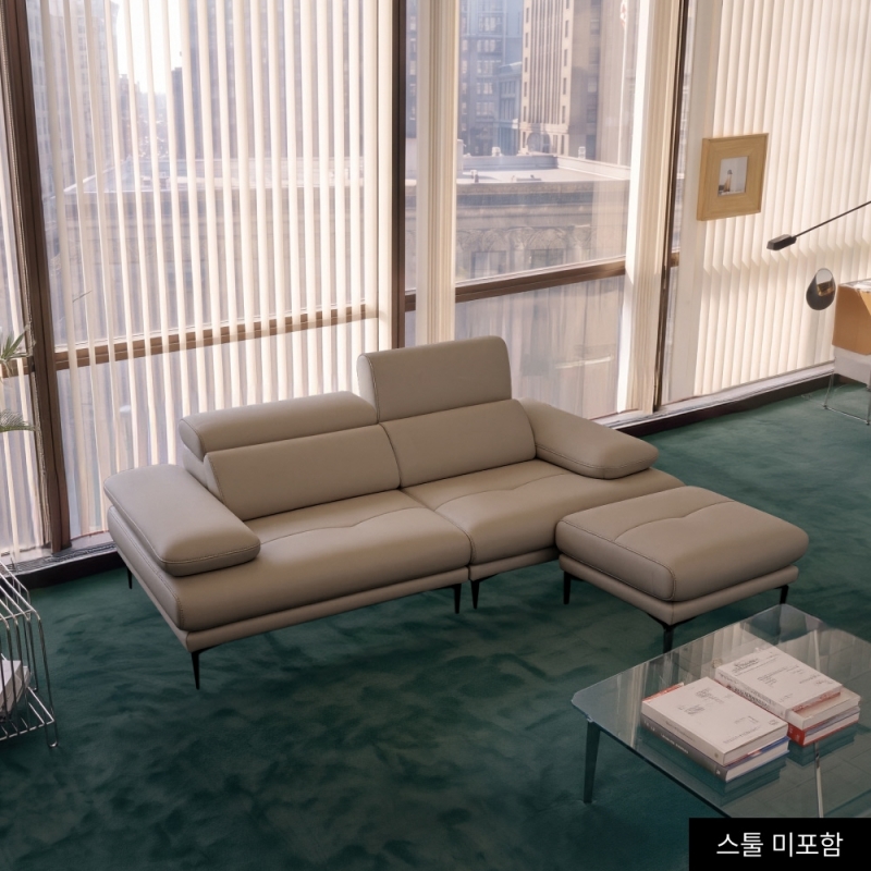 [쿠션 증정] 시에르 3인 헤드기능 베티버 천연 면피 소가죽 소파