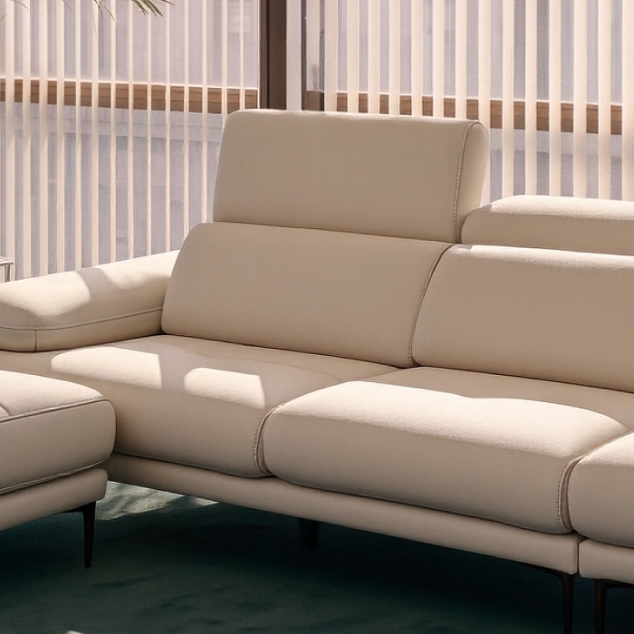[쿠션 증정] 시에르 3인 헤드기능 베티버 천연 면피 소가죽 소파